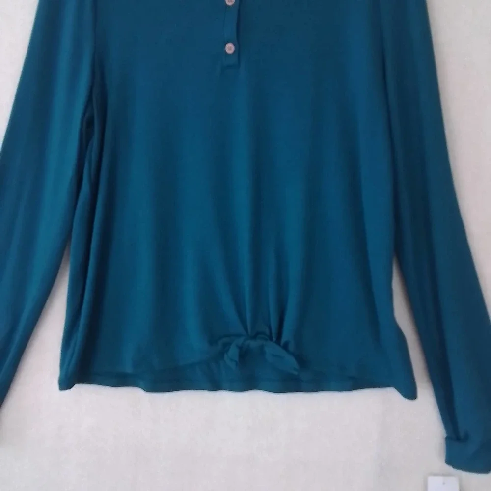 OshKosh Girls Knit Top‎ 14 Blue Teal Lightweight Sweater Scoop Neck Long Sleeve